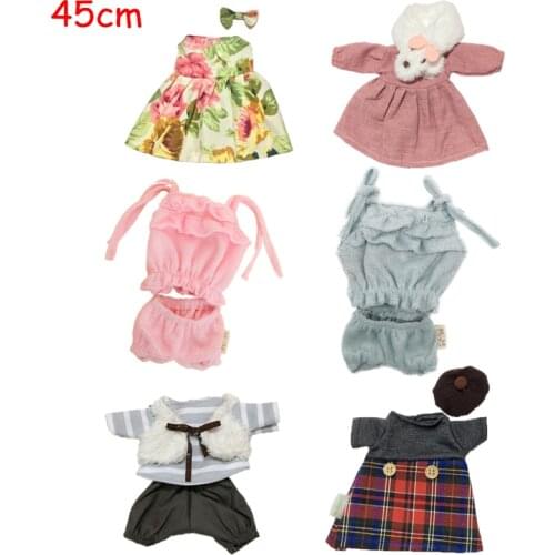 45cm Doll Clothes for Le Sucre Rabbit Cat Bear Soft Floral Dress Dolls Skirt Toys Accessories for 1/4 BJD Dolls Children Gift