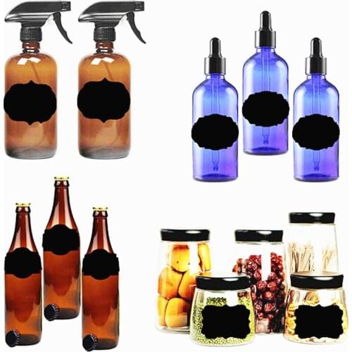 48PCS Erasable Chalkboard Blackboard Sticker Craft Kitchen Jar Organizer Labels Tags Sticker Bottle Graffiti Label Kitchen Decor