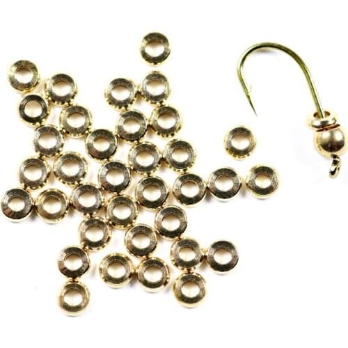 50PCS/Bag 3mm 4mm Fly Tying Materials Plished Flat Brass Bead Bug Collars Fly Tying Nymph Fly Head Weight Ring Extra
