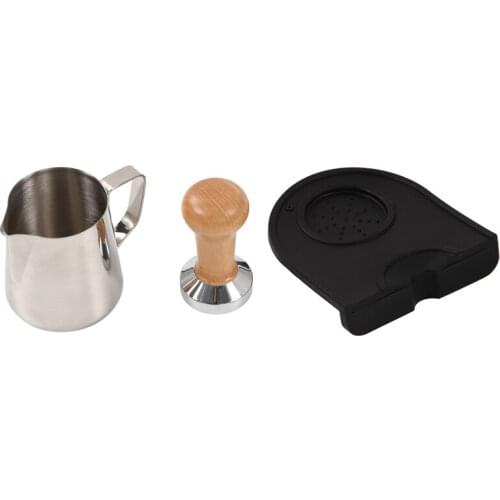 51MM Steel Base Wooden Handle Tamper-Resistant Coffee Powder Hammer Coffee Accessories with 350Ml Pull Cup
