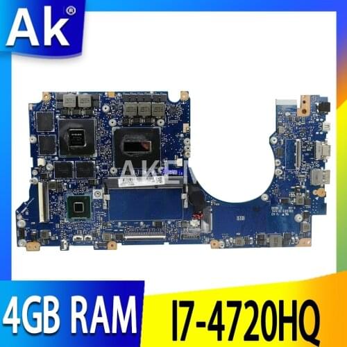 AK with I7-4720HQ 4GB RAM GTX960M-4GB For Asus N501J N501JW G501JW G501J UX50JW UX501J Laptop motherboard Mainboard