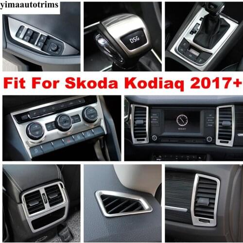 Stainless Steel Accessories For Skoda Kodiaq 2017 - 2020 Door Speaker Dashboard AC Air Window Lift Button Decor Panel Cover Trim