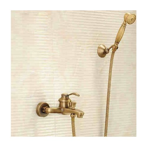 Antique copper bathtub shower faucet bathroom faucet cold and hot water mixing valve triple