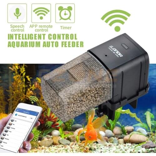 Control Automatic Fish Feeder with APP Aquarium Automatic Fish Feeder, WiFi Control Auto Fish Food Dispenser for Home Office
