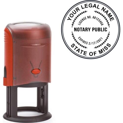 Bbloop Round Notary Stamp for the State of Miss