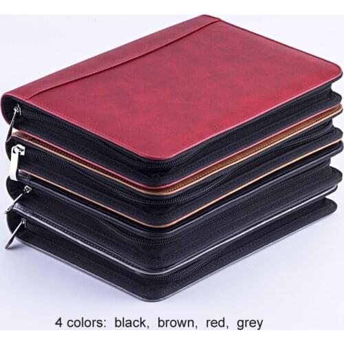A5 leather loose-leaf notebook agenda journal planner organizer spring binder zipper padfolio breifcase portfolio A5 folder