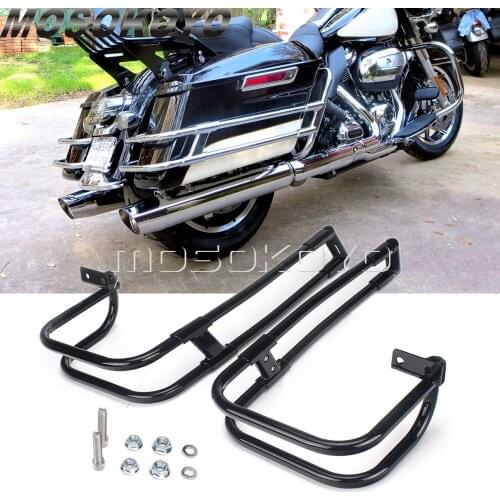 Black Motorcycle Twin Side Rear Saddlebag Rail Guard Bar Protector Side Box Bag Guard Protection for Harley Touring 2014-UP 2021