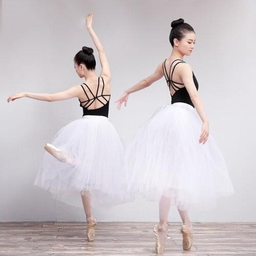 Ladies ballet tutu white long ballet skirt high waist with brief ballet tulle tutu white swan costume contemporary skirt