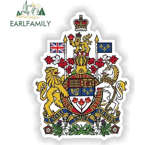 EARLFAMILY 13cm x 9.75cm Canada Coat of Arms Armoiries Sticker Bumper Decal Flag Autocollant Auto Car Vinyl Decal Car Stickers