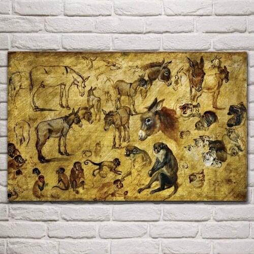 Flemish animal artwork jan brueghel vienna museum living room home decor wall art print wood frame fabric poster KP886