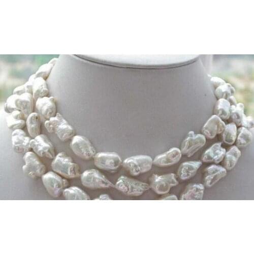 Fine jewelry big white baroque keshi reborn pearl necklace first shipping