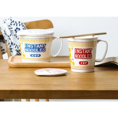 Ceramic Cup Instant Noodles Bowl Household Beef Ramen Bowl With Lid Soup Bowl Cereal Breakfast Coffee Milk Mug