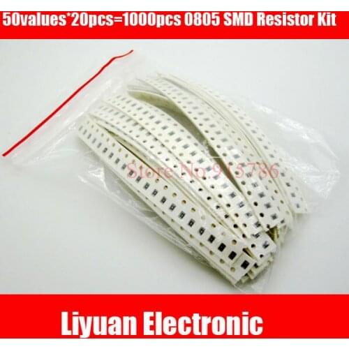 1000pcs 50Value 0805 SMD Resistor Kit (1R-2.7K) 1% 50values*20pcs=1000pcs Resistor Assorted Samples kit