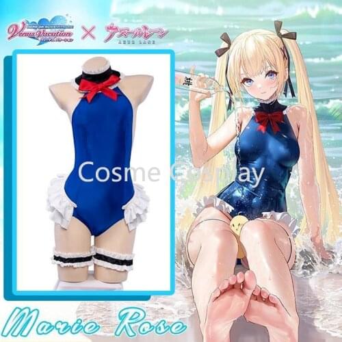 Cos Azur Lane Marie Rose Cosplay Costume Marie Rose Swimsuit Swimwear Game Kantai Collection Cos Blue Bikini