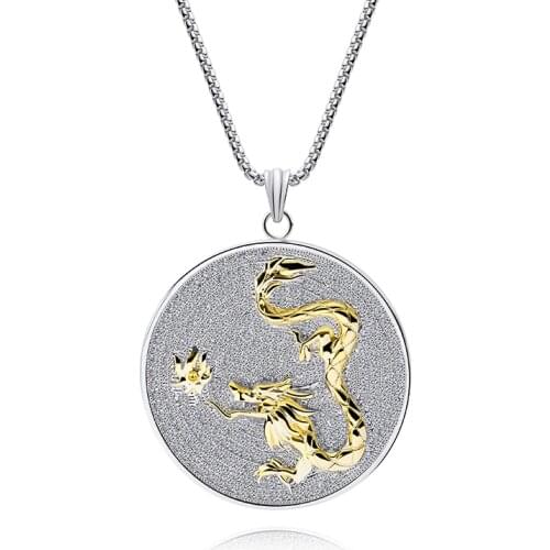 Meirenpeizi Chinese Style New Silver Color Pendant Necklace Gold Dragon High Noble High Quality Neutral Party Gift Jewelry