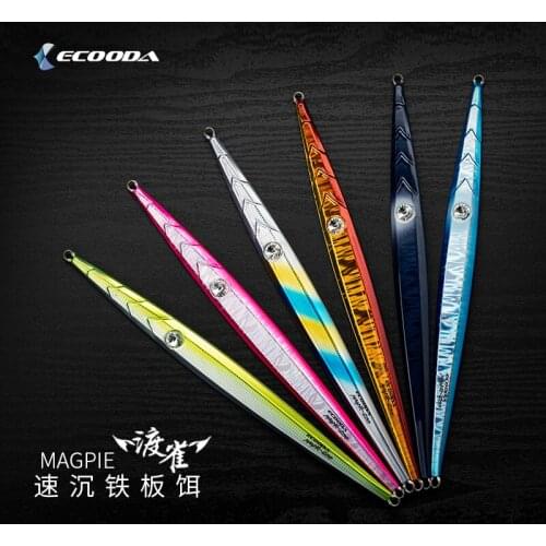 ECOODA MAGPIE Metal Jigging Fishing Lure 120g 160g 200g 300g Fast Fall Fishing Jigs Artificial Bait Luminous Metal Bait Lure Jig