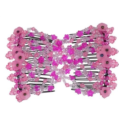 Lovef Petunia Multifunction Ez Magic Comb Stretchy Beaded Hair Comb in Small Beads Hairpin Plate Hair Double Comb Clips