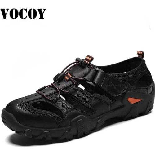 Mens Outdoor Hiking Sandals, Closed Toe Athletic Sport Sandals Adjustable Fisherman Shoes for Beach Trail Walking Summer