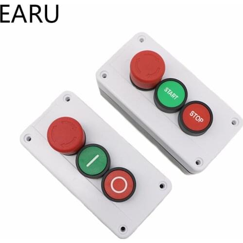 NC Emergency Stop NO Red Green Push Button Switch Station Start Stop Self-sealing Waterproof Button Switch Industrial 600V 10A