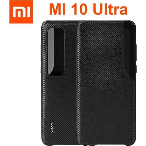 Original Xiaomi Mi 10 Ultra Flip Case Smart Cover PU Leather luxury black
