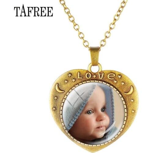 TAFREE Custom Necklace Photo Of Your Mum Dad Baby Children Grandpa Parents Custom designed Photo Jewelry NA01