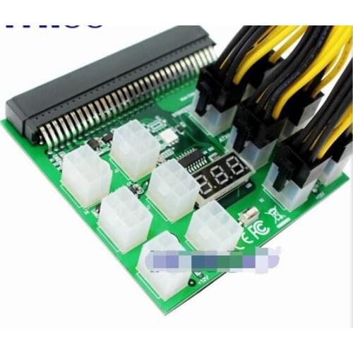 Power Module Breakout Board for HP 750W 1200W PSU Server Power Conversion +12pcs 6Pin to 8Pin 18AWG Power Cables(50cm) for BTC