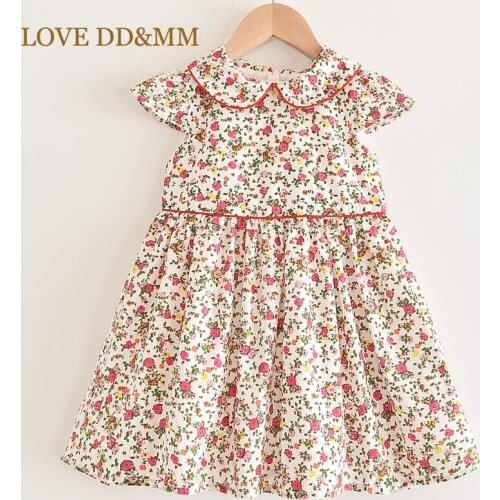 LOVE DD&MM Girls Dresses 2021 Summer New Girl Clothing Fresh Floral Temperament lapel dress