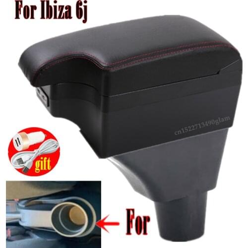 For Ibiza 6j armrest box central Store content Storage box Seat armrest box USB interface