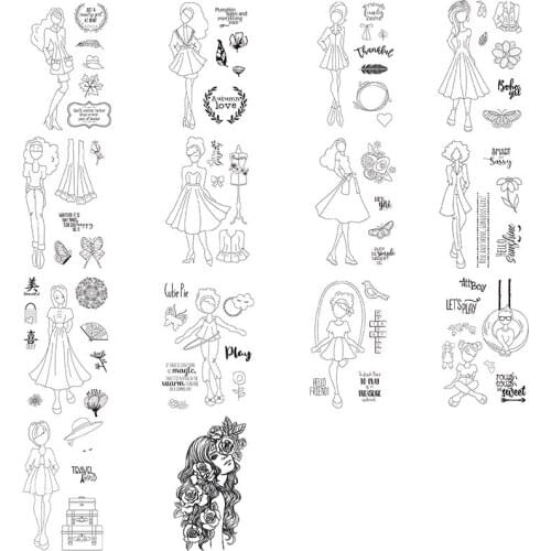 Transparent Clear Stamps Flowers Beautiful Girl Boy Love Sentence Phrase Used For DIY Scrapbook Photo Album Craft Card 2021New