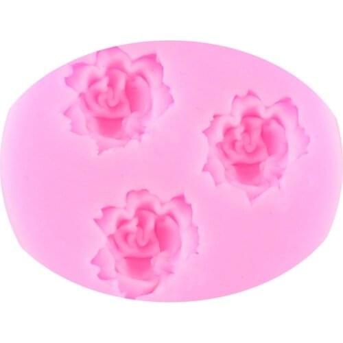 R58E Three Roses Shaped Dessert Chocolate Mould Non Stick No Stain Bakeware Cupcake Baking Pan Multifunction Kitchenware Kitchen