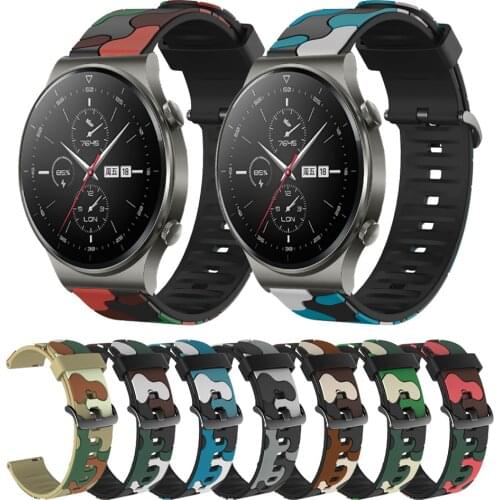 Camouflage Sport Silicone Wrist Strap For Huawei Watch GT 2 Pro Band Bracelet for Watch GT 2e GT2 42mm 46mm Watchbands