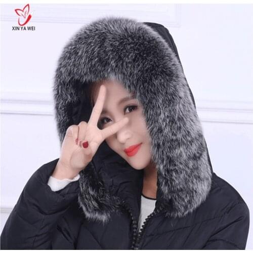 Russia Real Authentic Fox Fur Collar Coat Women Down Jackets Hat Collar Winter New100% Fox Raccoon Brand Luxury Fur Scarf Woman