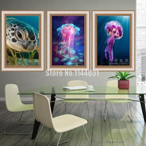 Needlework 3D DIY Diamond Painting Cross Stitch Crystal Diamond Embroidery Beautiful Jellyfish Full Diamond Set Underwater World