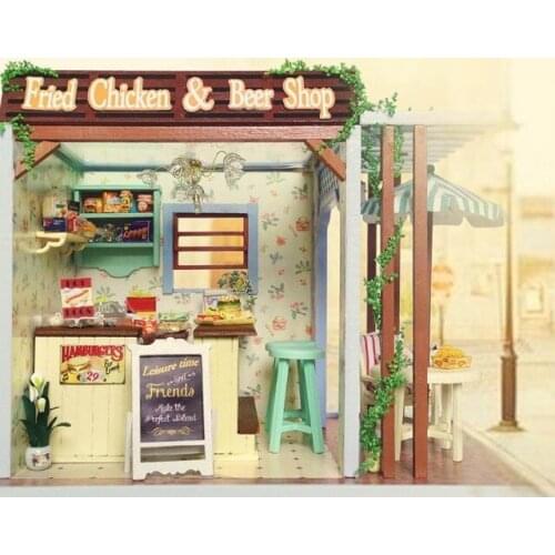 Assemble DIY Doll House Toy Wooden Miniatura Doll Houses Miniature Dollhouse toys With Furniture LED Lights Birthday Gift Z006