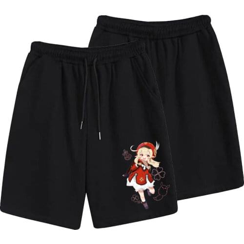 Game Genshin Impact Short Pants Klee Cosplay Costume Black Summer Sweatpants Sportswear Breeches Shorts Men Women Beach Shorts