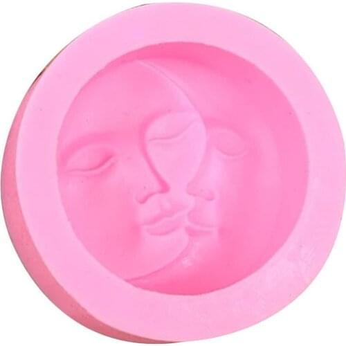 Sun and Moon Face Silicone Mold Craft DIY Fondant Chocolate Soap Mold Handmade Polymer Clay, Wax, Crayon, Cake Decoration Tools