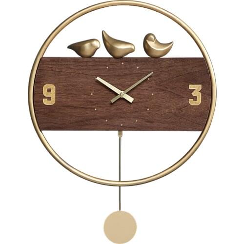 Modern Luxury Wall Clock Wood Silent Metal Creative Clocks Wall Watch Home Decor Living Room Bedroom Montre Murale Gift FZ083
