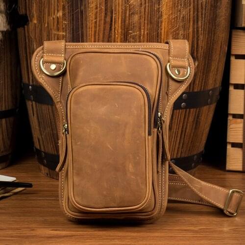 Mens vintage crazy horse leather waist bag holster bag fanny waist pack crossbody bag Women Men fanny pack heuptas bags
