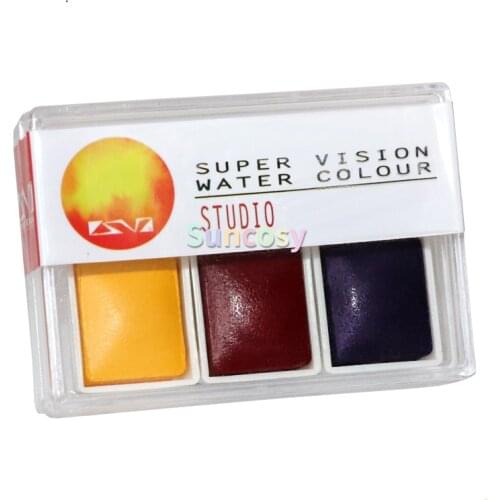 Super Vision 3 Colors Solid Watercolor , Studio Professional Set, Watercolour for Painting Drawing Hand-painted Art Supplies