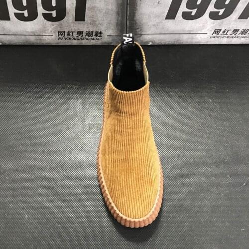 2020 High Quality Fashion High Top British Style Shoes Men slip on Causal Luxury Shoes Black brown rubber Shoes for Male