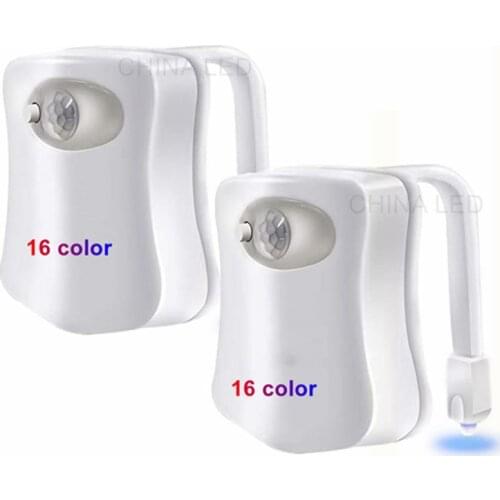16 Color Smart PIR Motion Sensor Toilet Seat Night Light Waterproof Backlight For Toilet Bowl LED Luminaria Lamp WC Toilet Light