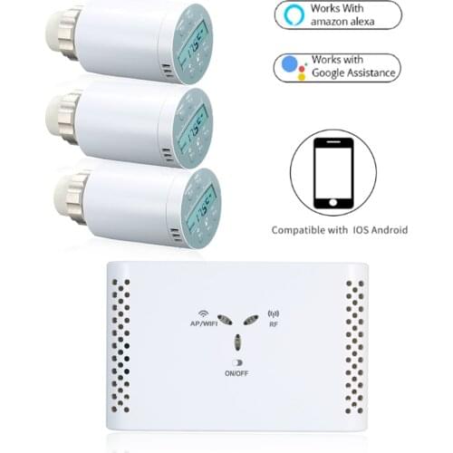 WIFI Smart Thermostat Temperature Controller Receiver + WiFi Smart Thermostatic Radiator Valve for Water/Electric Floor Heating