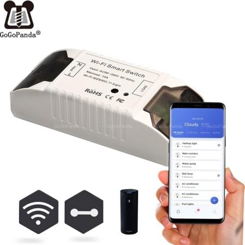 Smat 1/2/3 Gang Push Light Switch Wireless Control 110v 220v Receiver Panel Button Wall Lamp Wifi On/off Interrupter Device