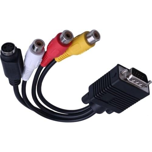 VGA to S Video 3 RCA Converter AV TV Out Cable Adapter RCA Female Converter Video Cable for PC HDTV Monitor TV Projector