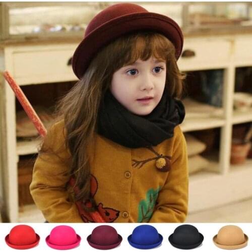 Vintage Winter Parent-child Fisherman Hat, Childrens Wool Fedora Hat, Girls Dome Curling Top Hat, Mother and Baby Warm Gift