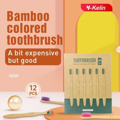 Y-Kelin New 2021 Charcoal Bamboo Toothbrushes Soft 12 Pcs Eco-Friendly Biodegradable Natural Toothbrush Best Oral Care