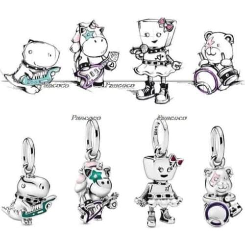 925 Sterling Silver Bead Bella Bot Punk Band Pendant Charm Fit Pandora Bracelets & Necklace Women Diy Jewelry