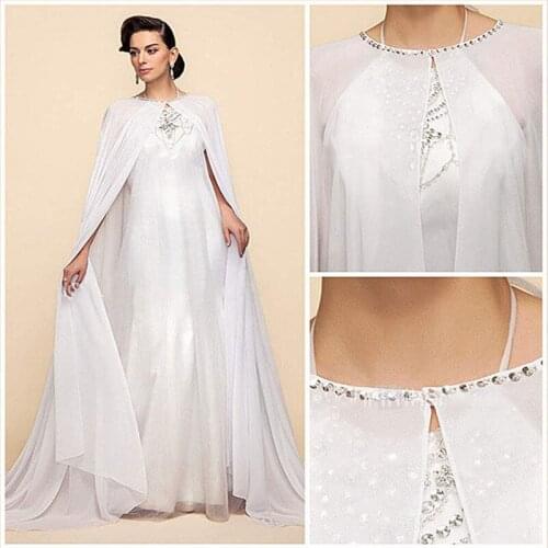 New Vintage Bridal Floor Length Long Chiffon Jackets Cloak White Ivory Cape Wedding Accessories Wraps Jacket Custom Size
