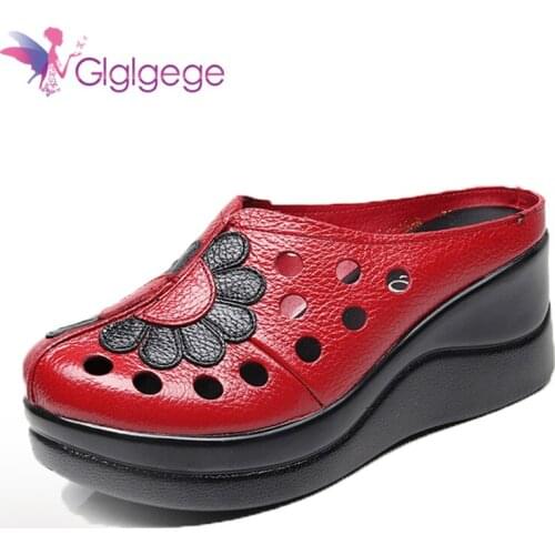Glglgege Womens Summer Fashion Thick-bottomed Muffin Bottom slippers women summer 2019 women platform and Hole Shoes