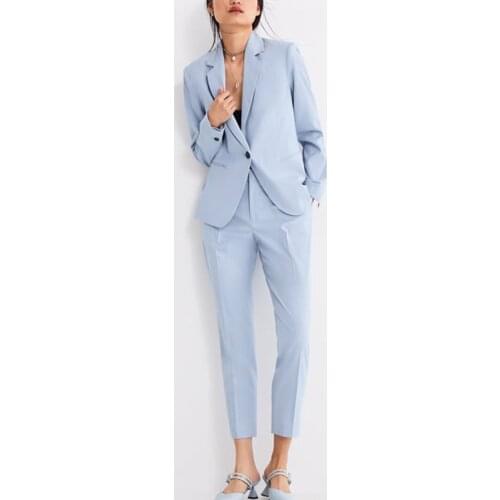 Bella philosophy 2021New Women Single botton Work Blazer Suits OL Pants Suit Notched Blazers Jackets With Trouser Two Pieces Set